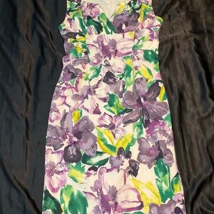 Adrianna Papell Floral Sleeveless Dress - Purple, Green, Yellow